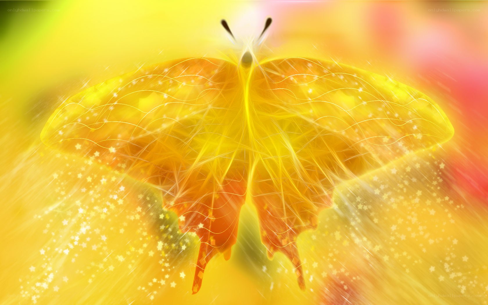Glowing yellow butterfly