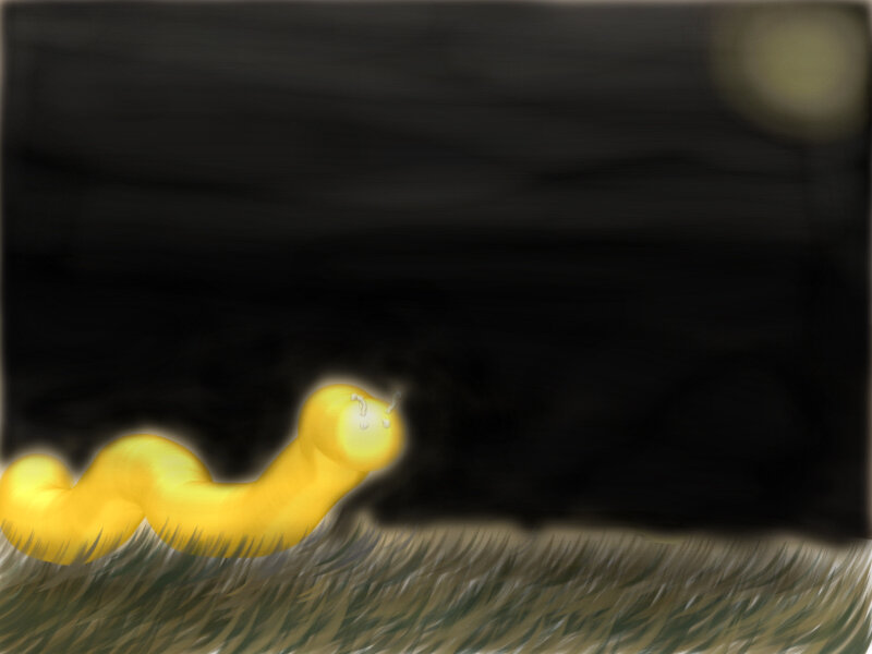 glowing yellow caterpillar