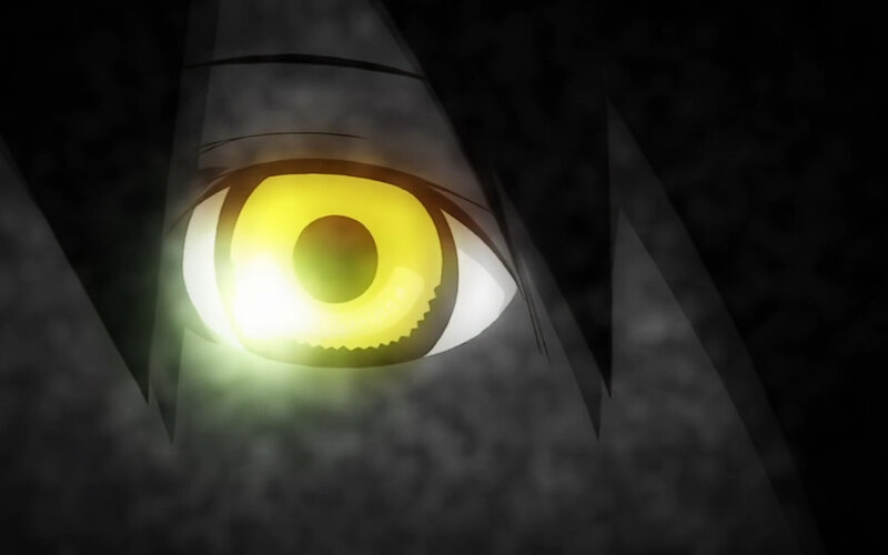 glowing yellow eye close-up