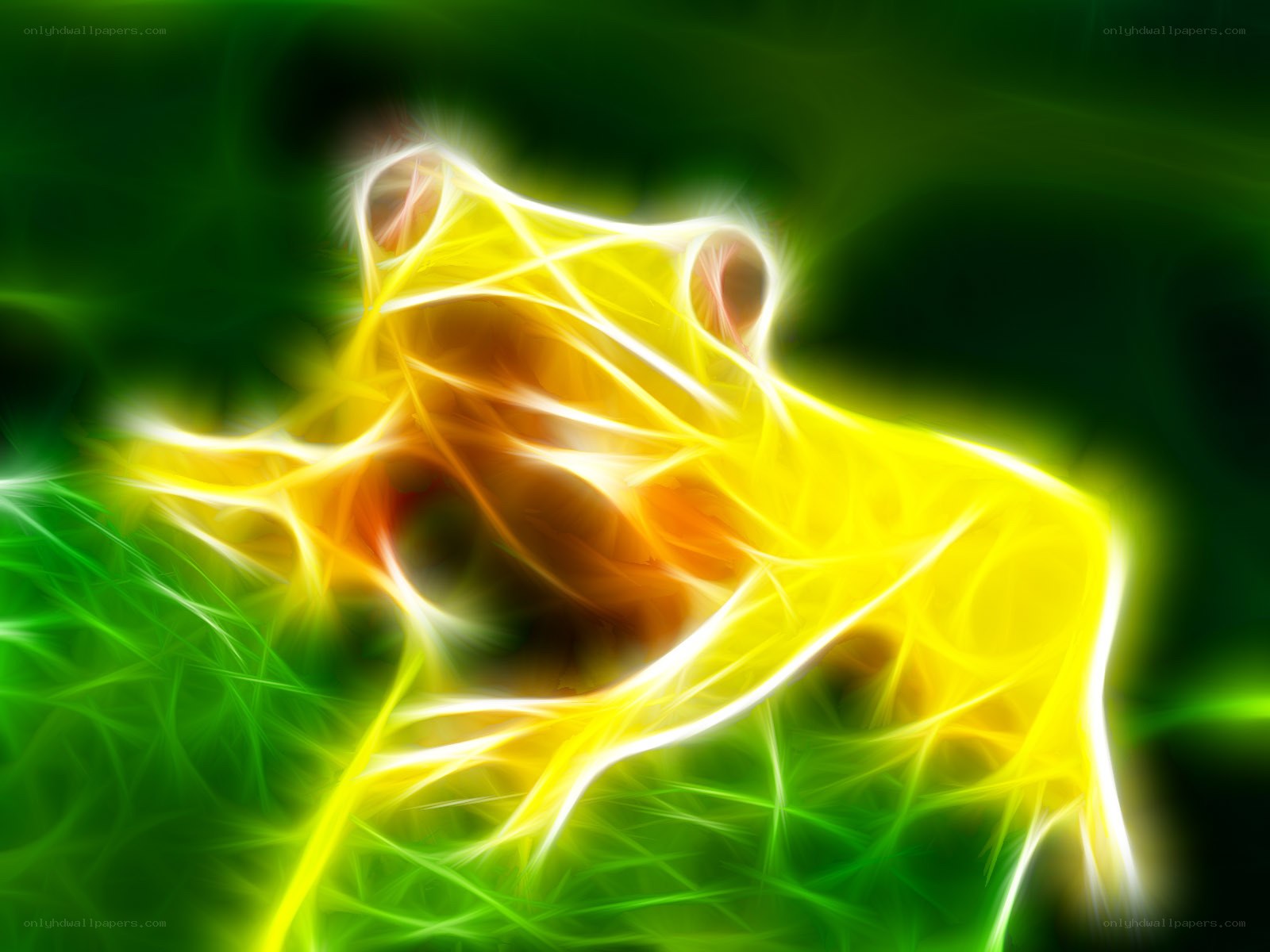 glowing yellow frog