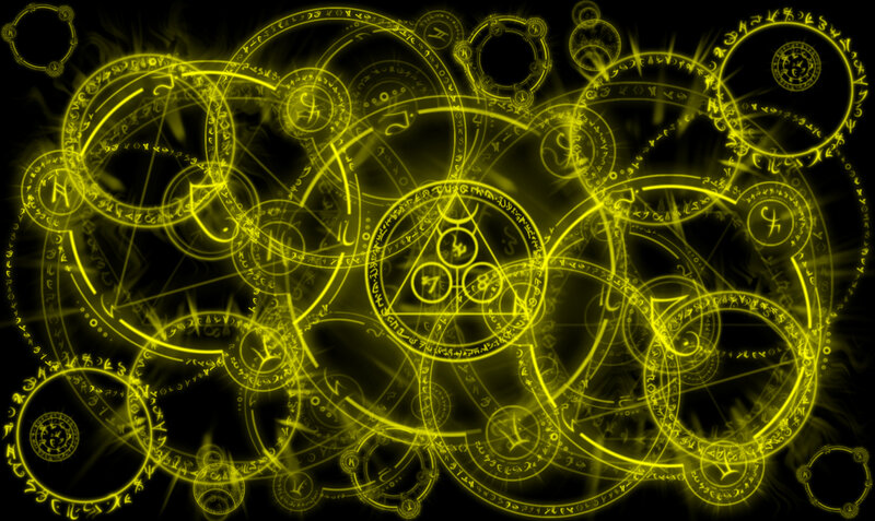 glowing yellow magical symbols
