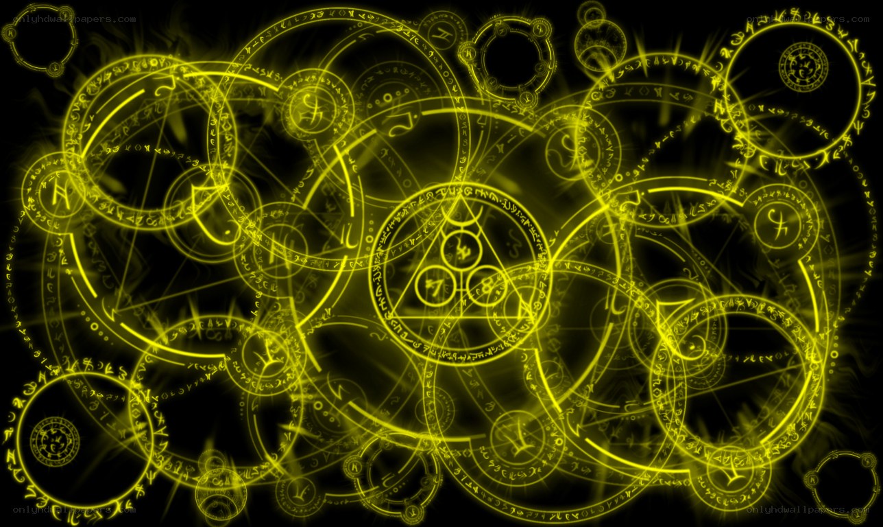 glowing yellow magical symbols