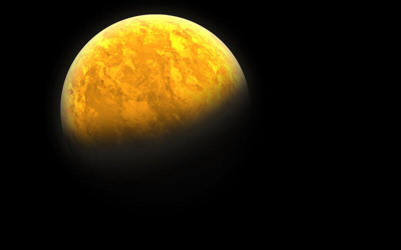 glowing yellow planet