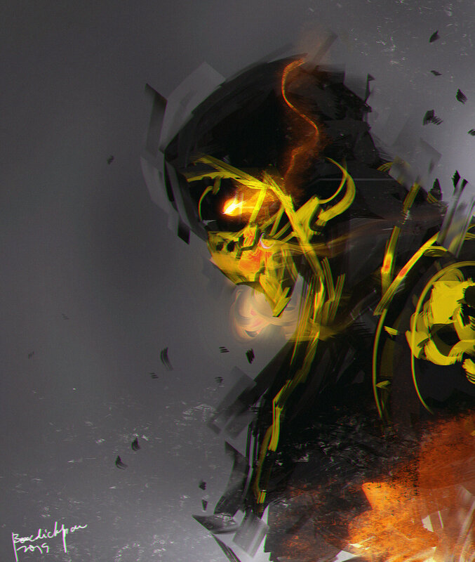 Glowing Yellow Skull — Dramatic