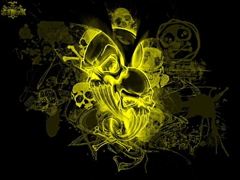 Glowing Yellow Skulls — Dark