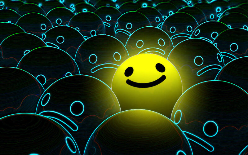 Glowing Yellow Smiley Face — Energetic, Digital Art