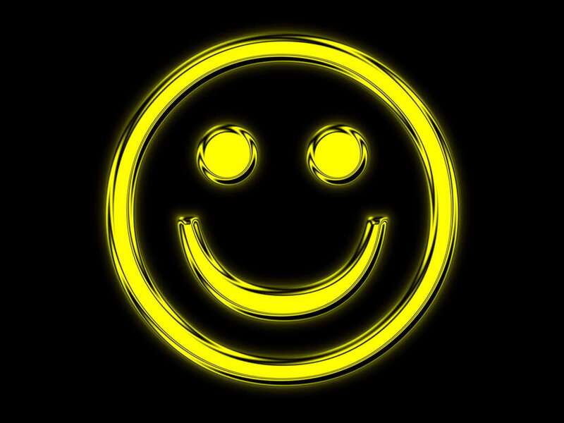 Glowing Yellow Smiley Face — Happy