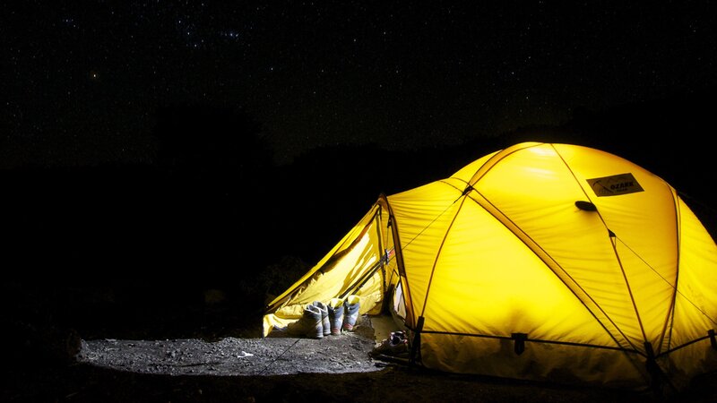 Glowing Yellow Tent