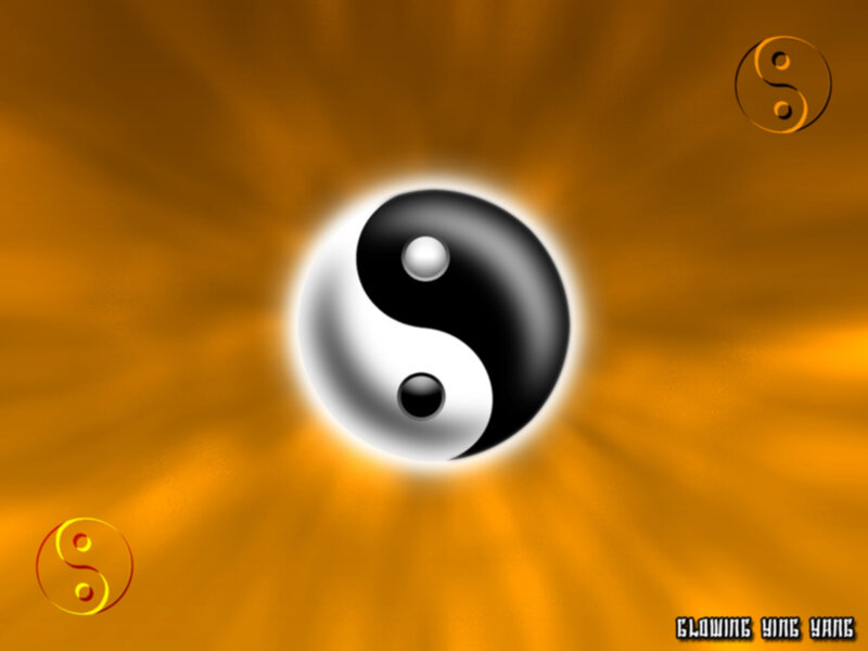 Glowing yin yang symbol