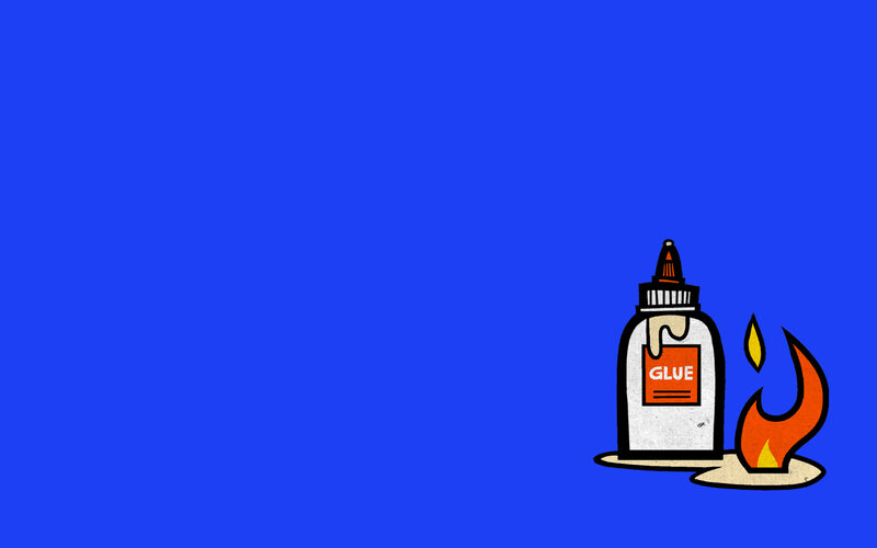 glue bottle with flame
