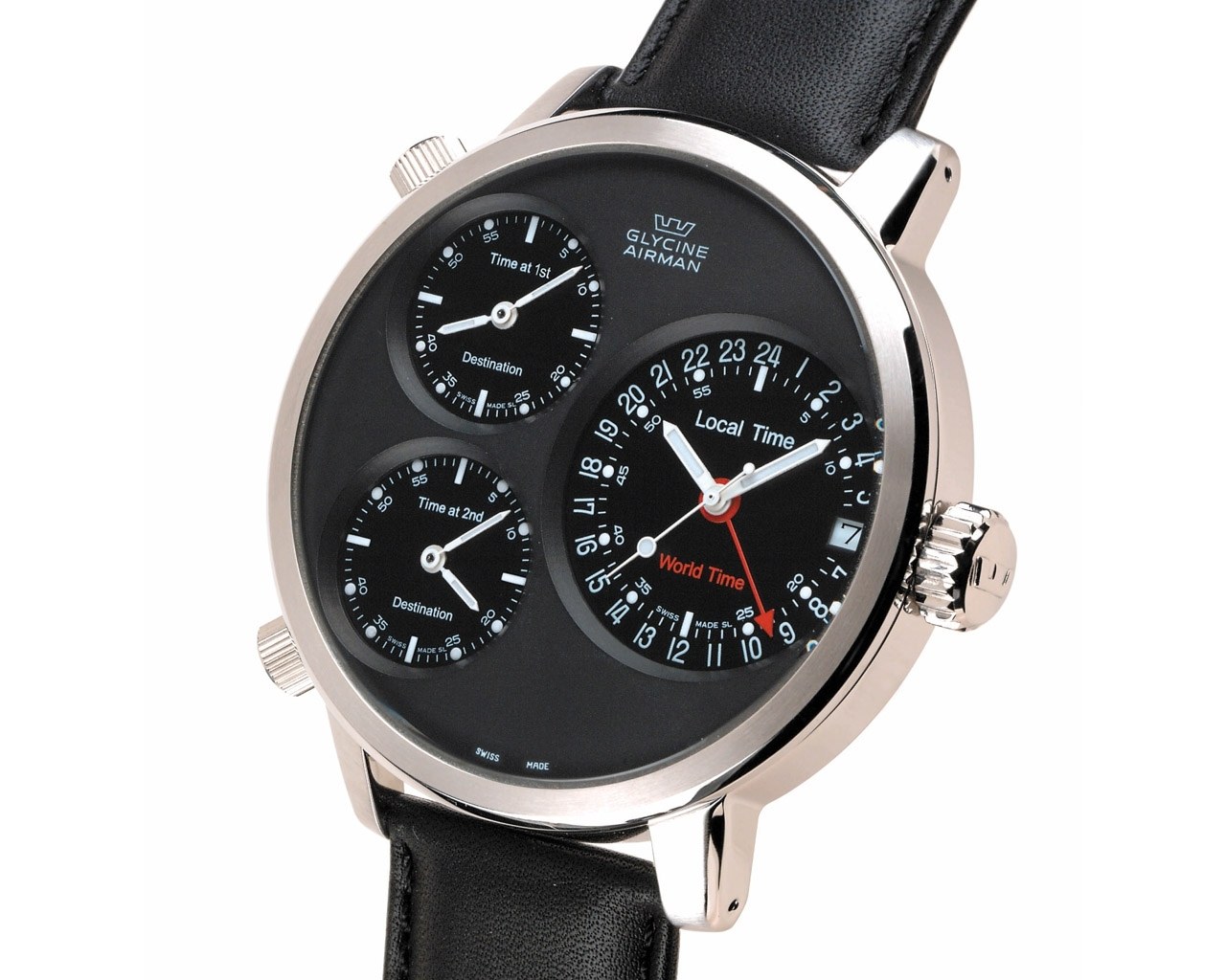 Glycine Airman watch with world time