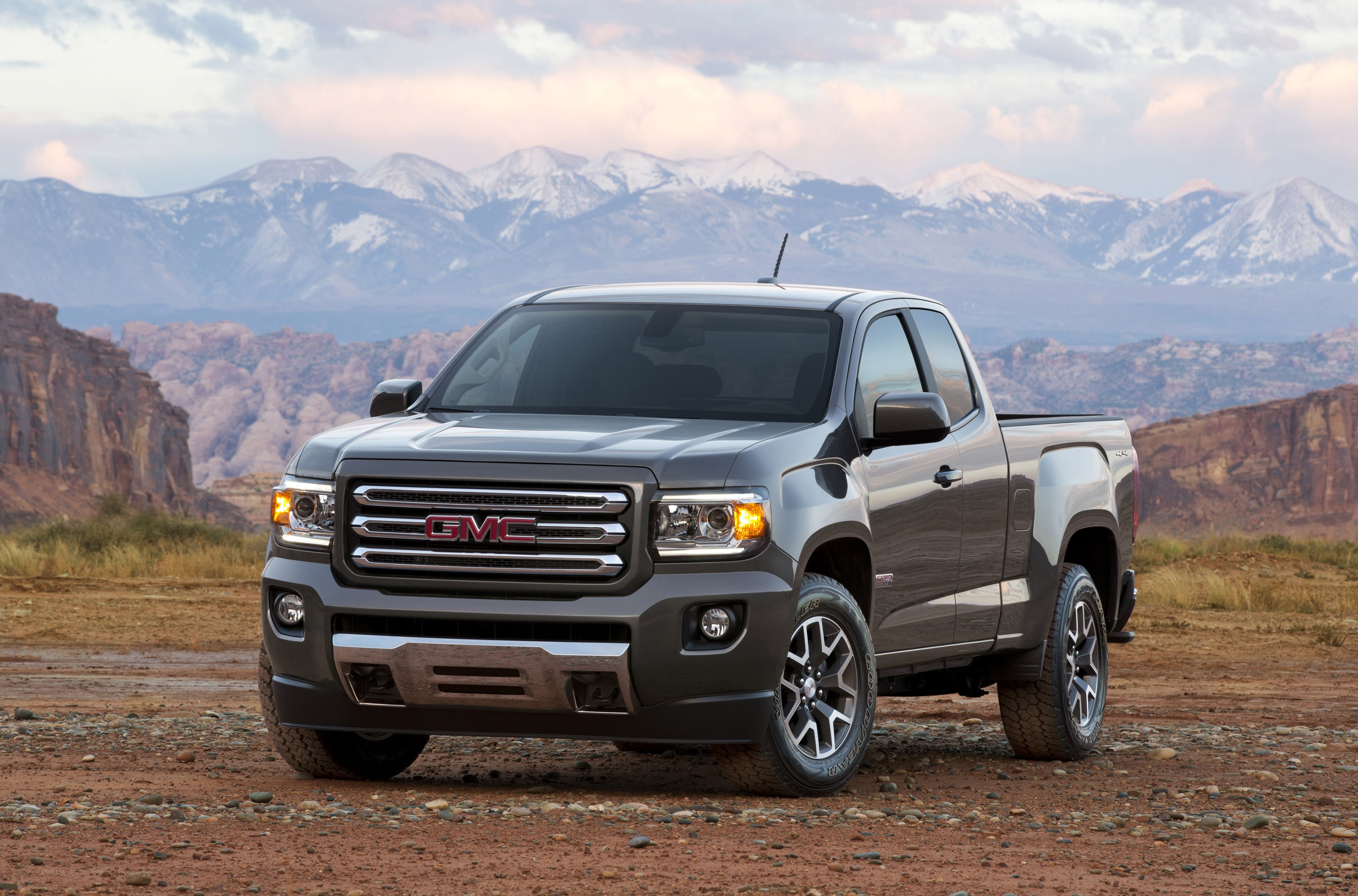GMC Canyon in desert landscape