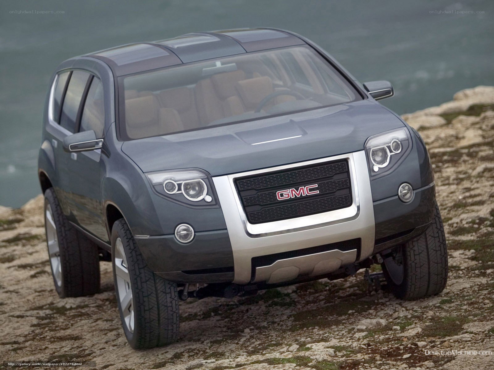 GMC concept SUV on rocky terrain