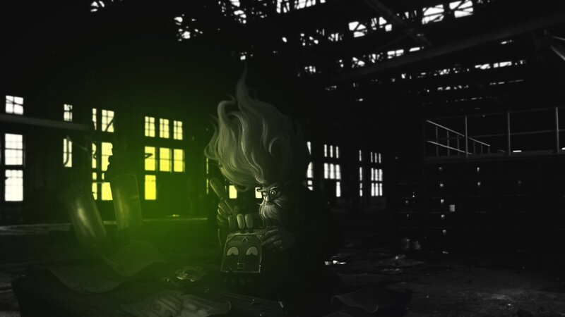 Gnome in an abandoned factory