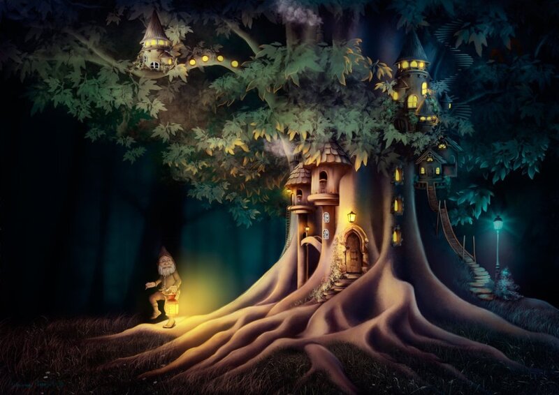 Gnome in Forest — Green