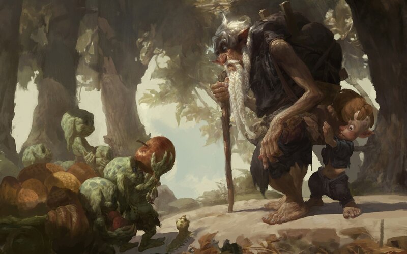 Gnomes in a forest clearing
