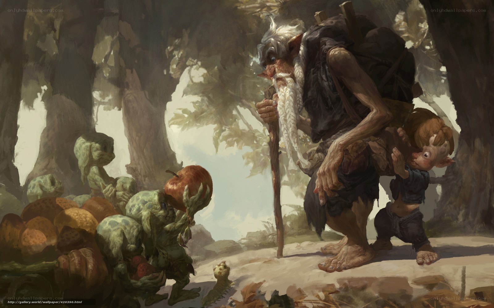Gnomes in a forest clearing