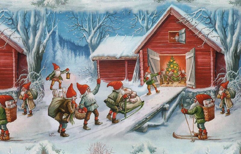 Gnomes in Winter — Red