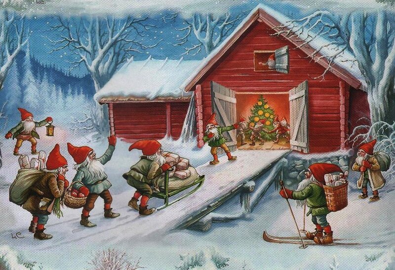 Gnomes Outside Cabin