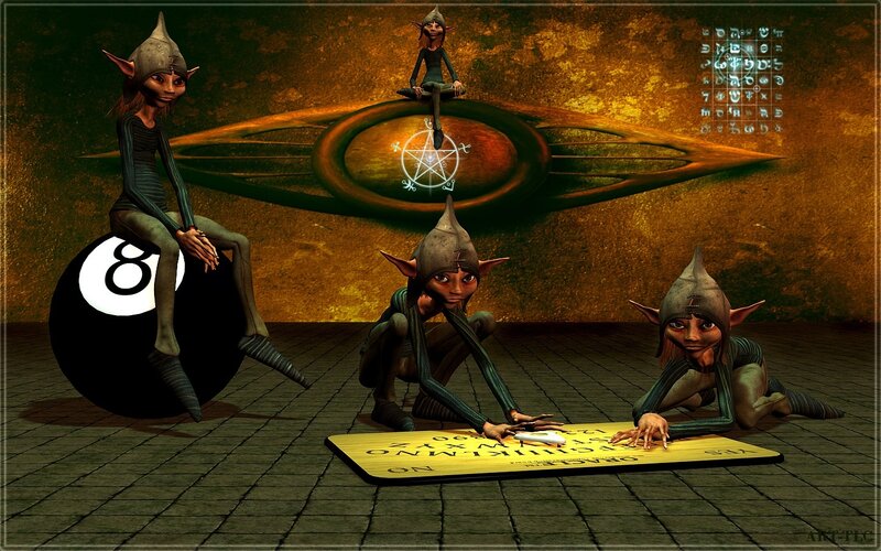 Gnomes playing Ouija board