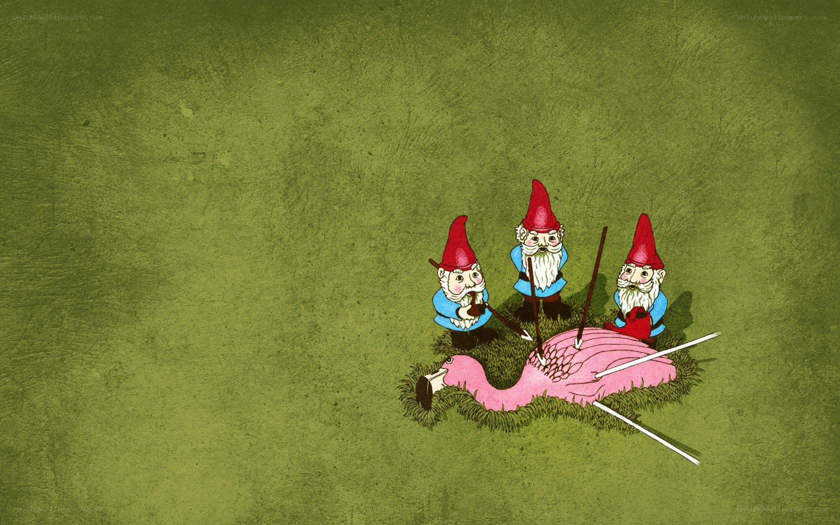 Gnomes with a flamingo