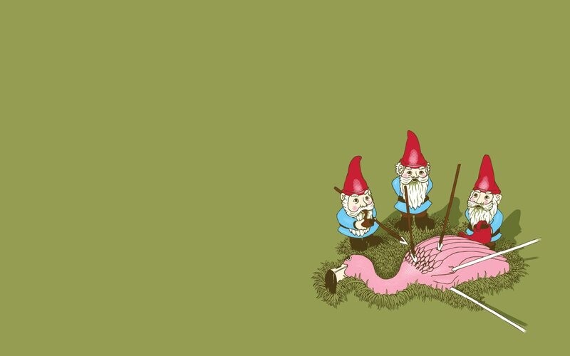 Gnomes with flamingo
