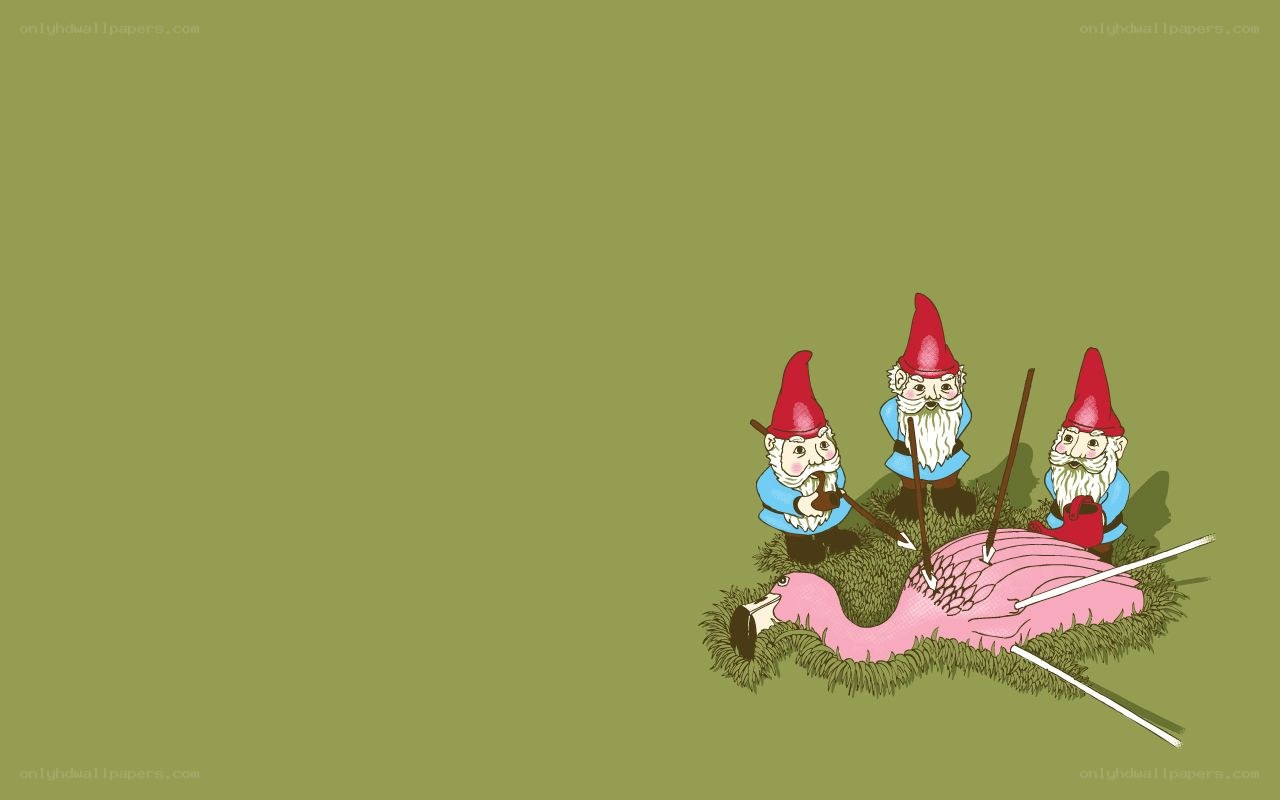 Gnomes with flamingo
