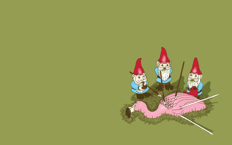 Gnomes with flamingo