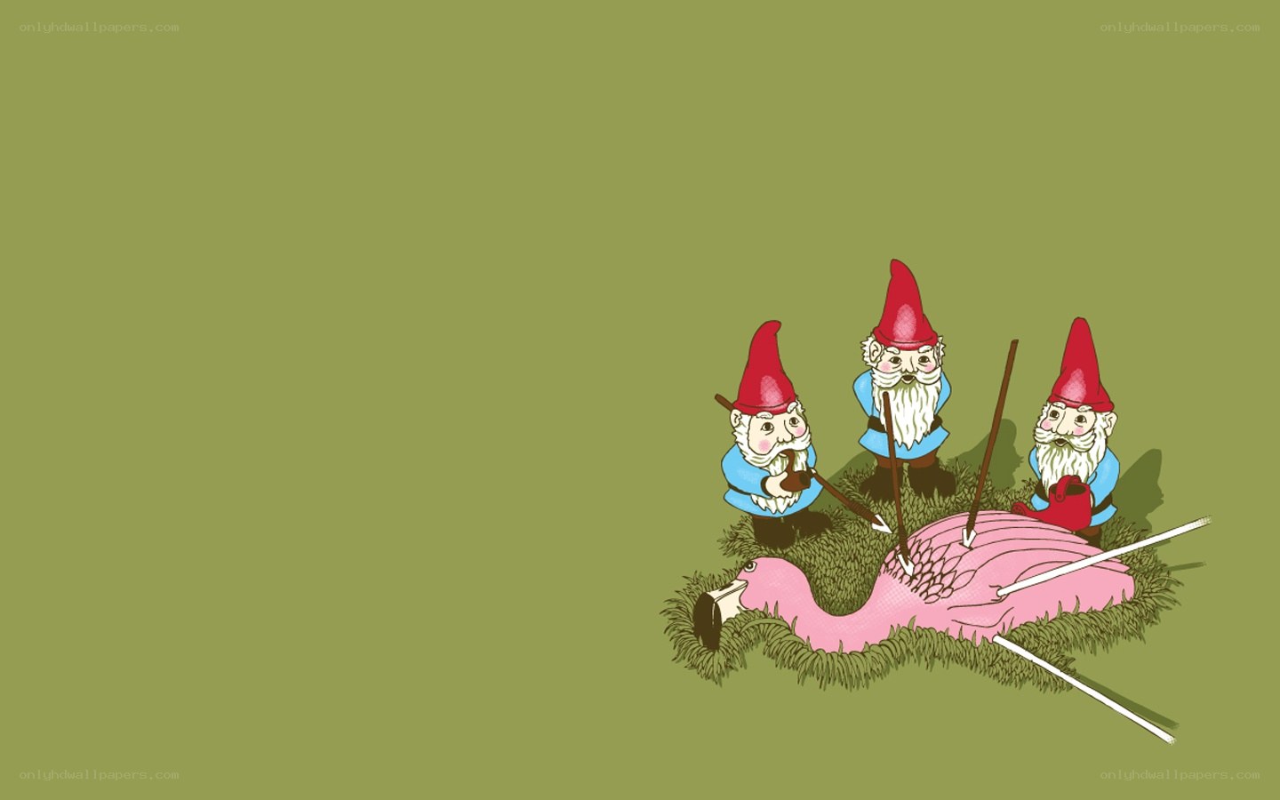 Gnomes with flamingo