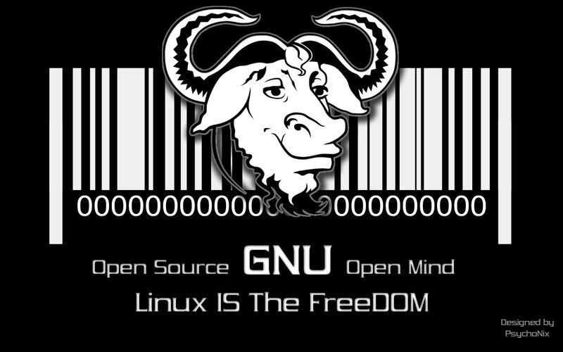 GNU Linux logo with barcode