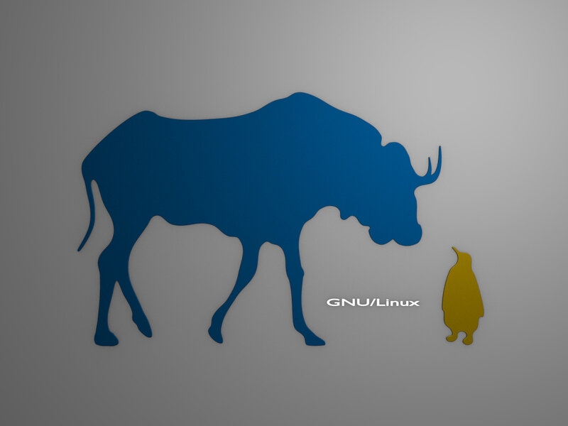 GNU/Linux logo with bull and penguin