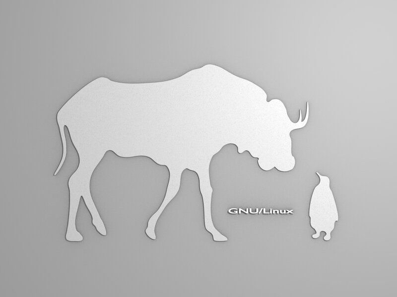 GNU/Linux logo with bull and penguin