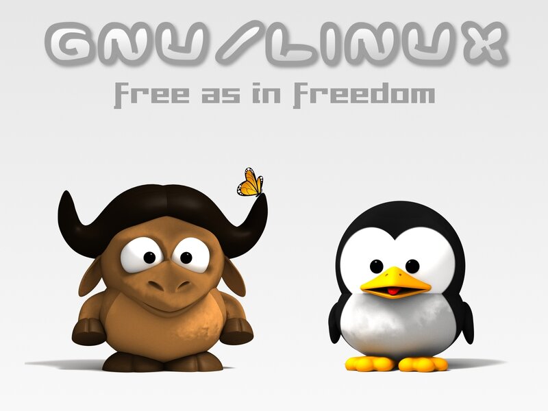 GNU/Linux mascots with slogan