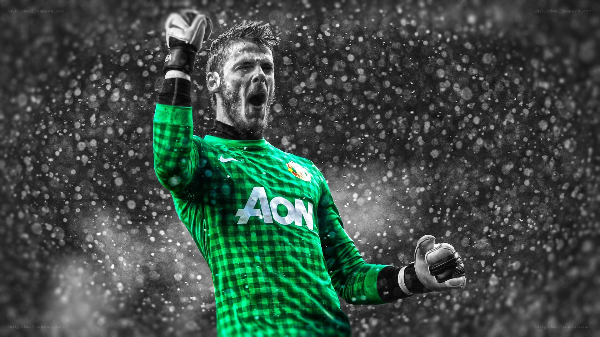 goalkeeper celebrating in rain