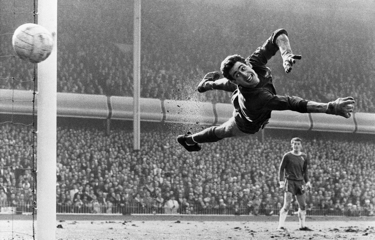Goalkeeper saves ball