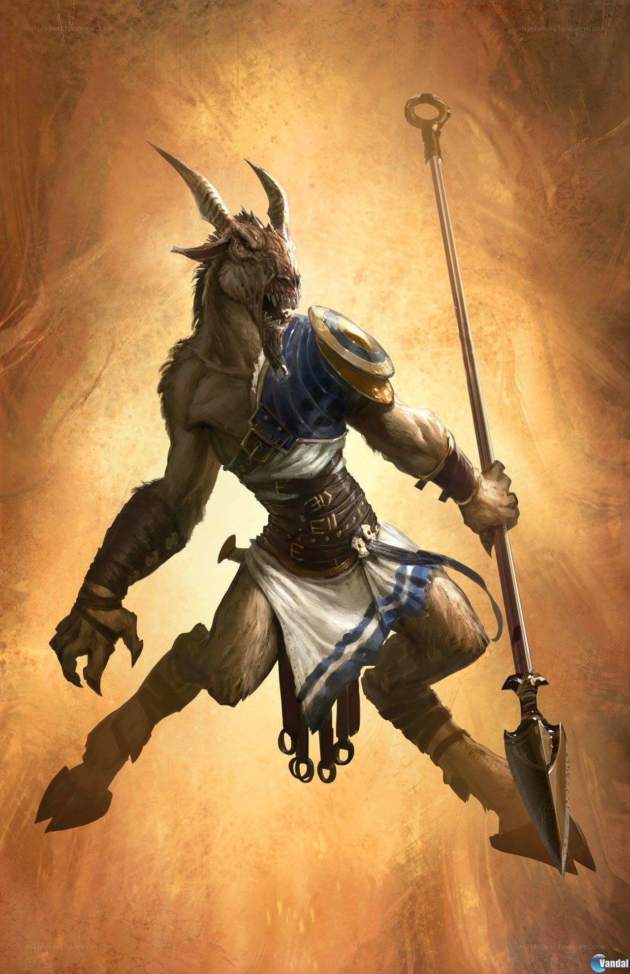 goat-headed warrior with spear