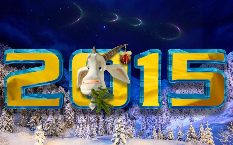 Goat in Winter Scene