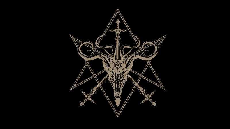 Goat Skull with Swords — Black