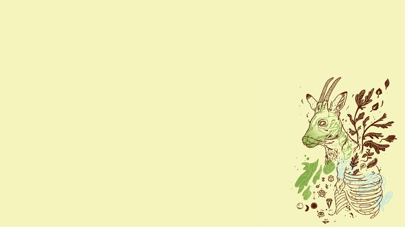 goat with foliage illustration
