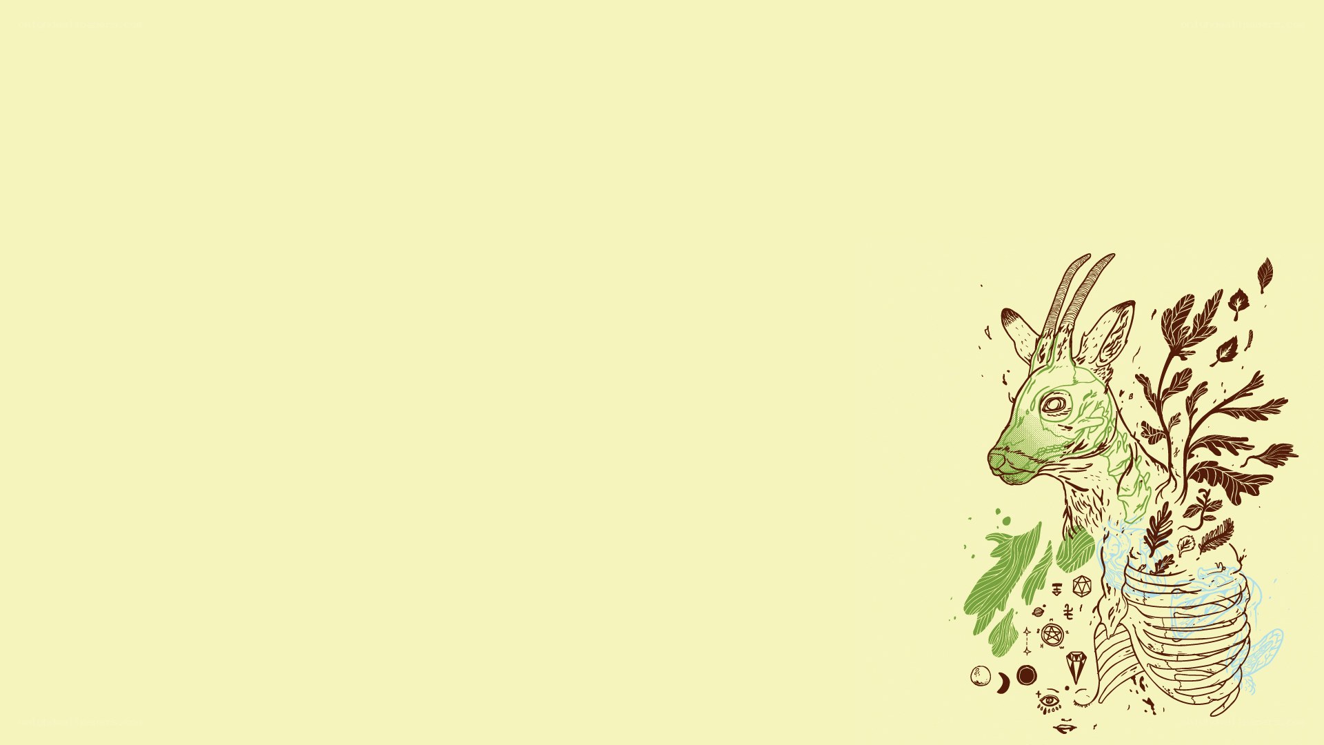 goat with foliage illustration