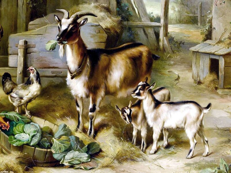Goat with Two Kids