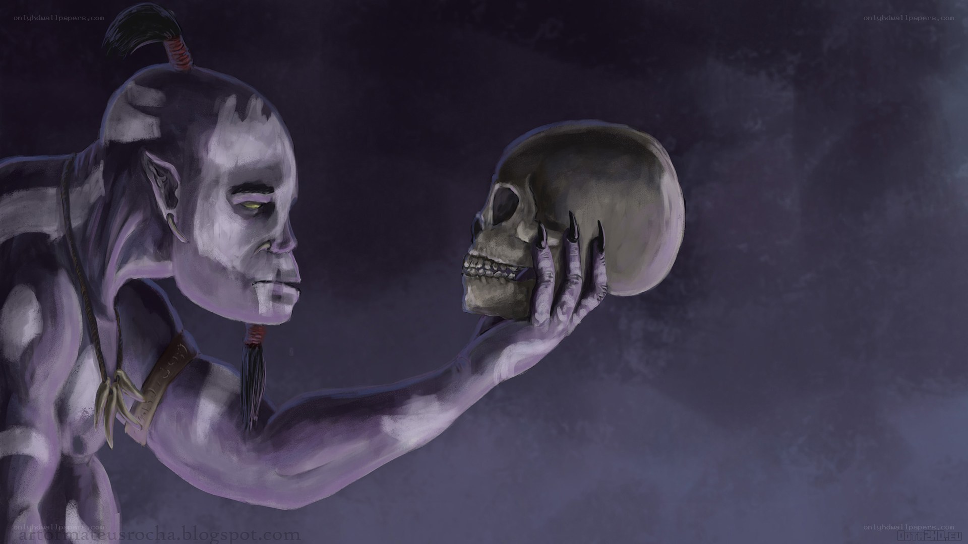 goblin holding a skull