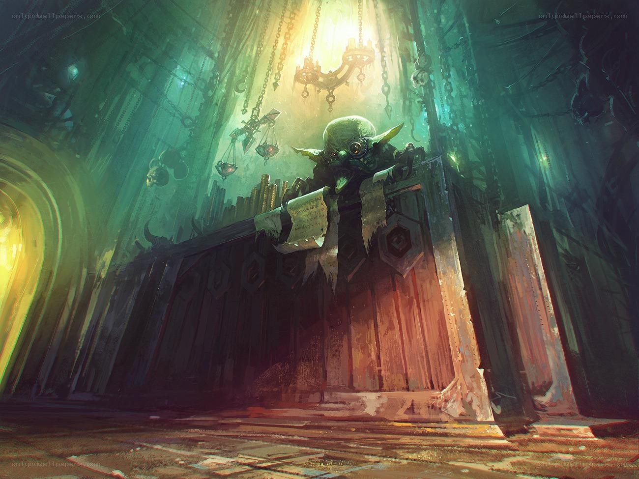goblin in a dark chamber