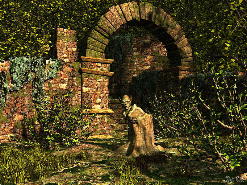 Goblin in a stone archway