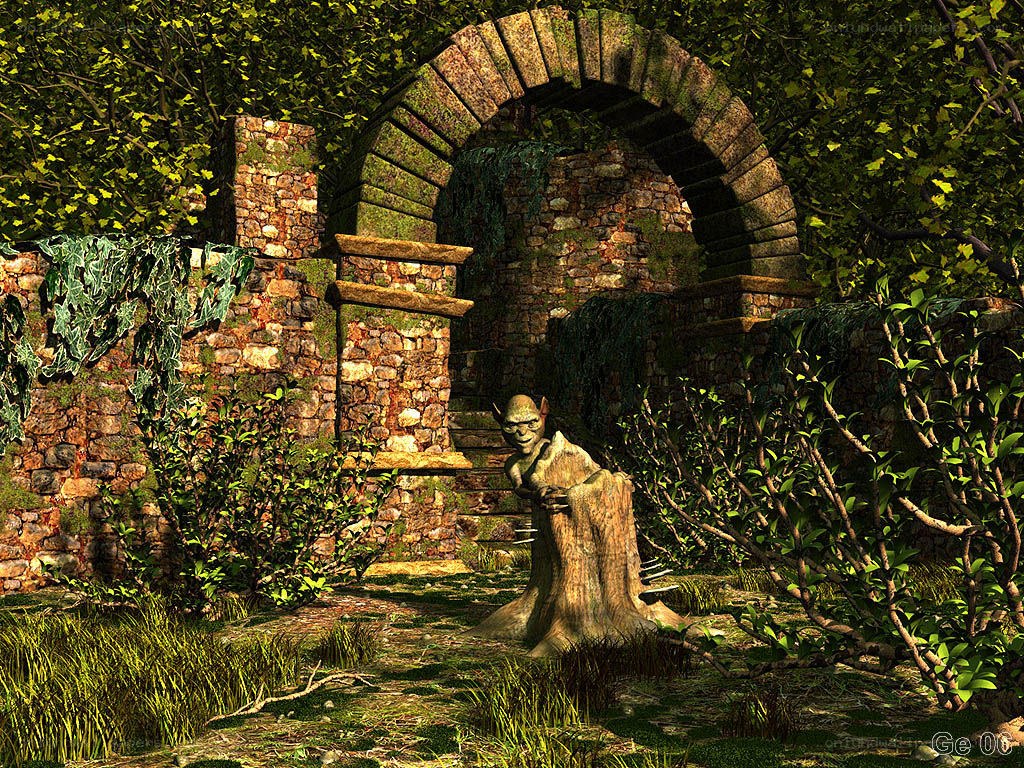 Goblin in a stone archway