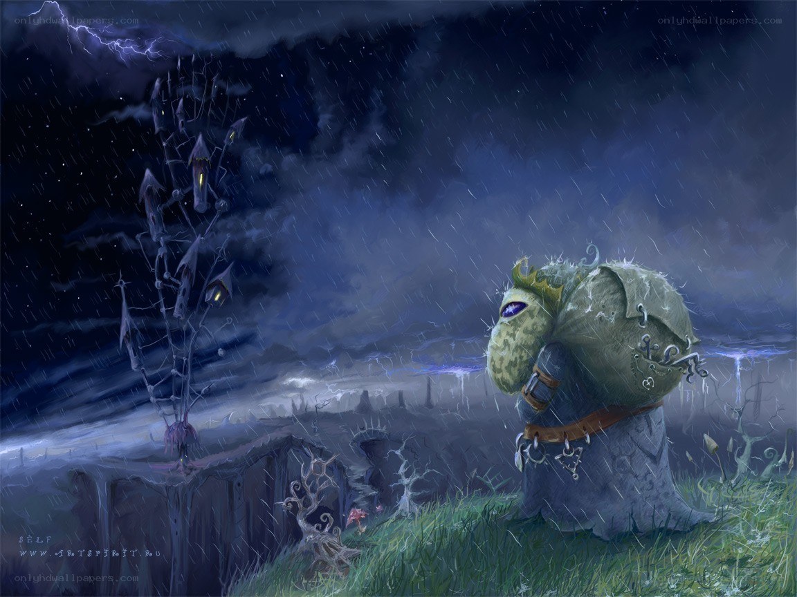 Goblin in a stormy night