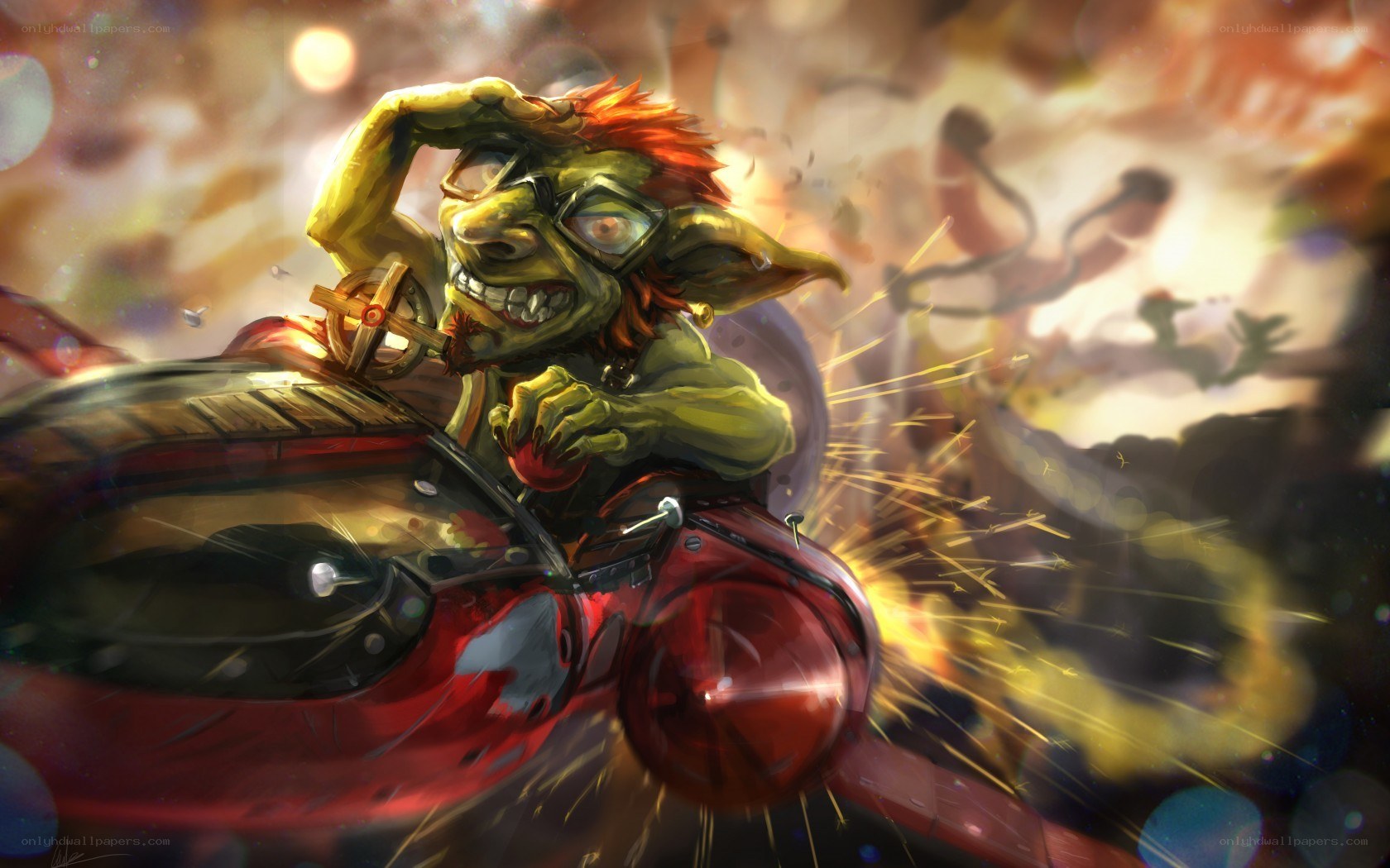 goblin pilot in red vehicle