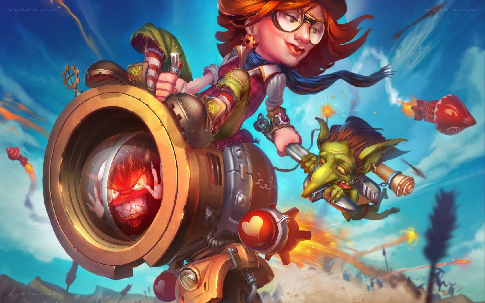 Goblin pilot in steampunk mech