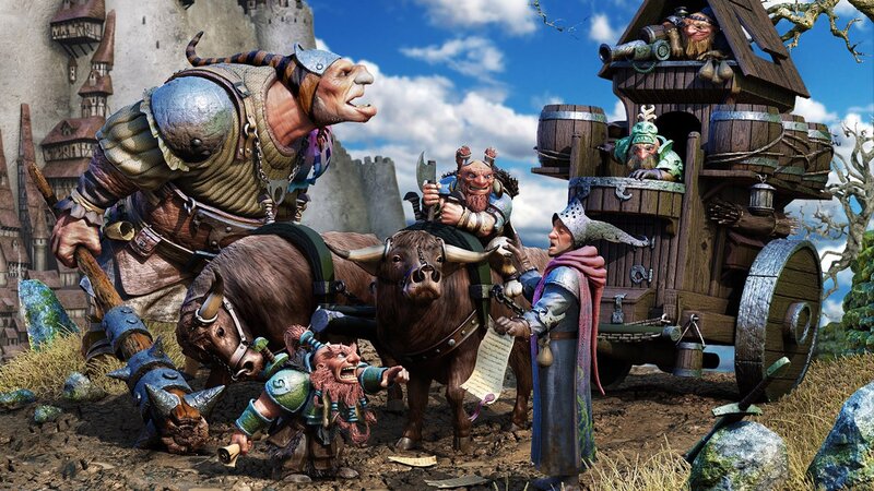 Goblin traders at castle gate