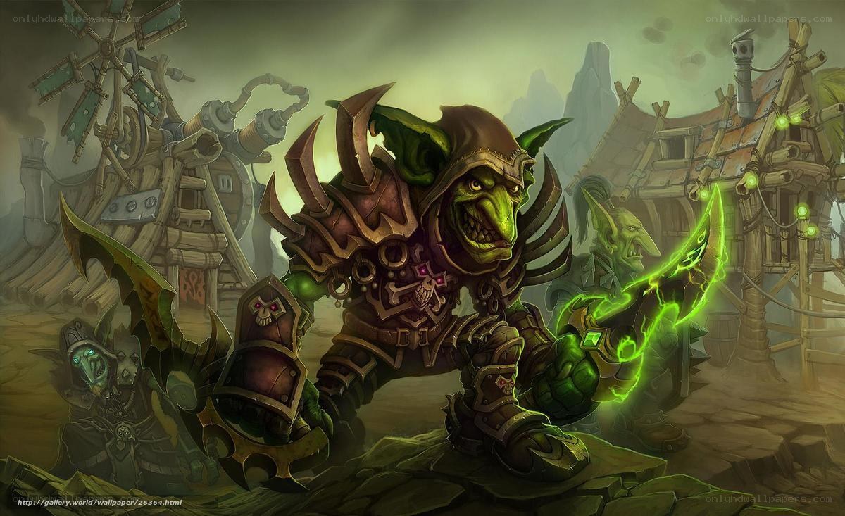 Goblin warrior in a village